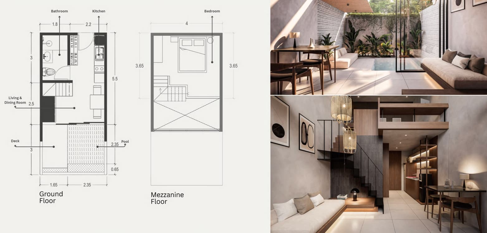 Umalas Private Suite 1 Bedroom floor 1 plan