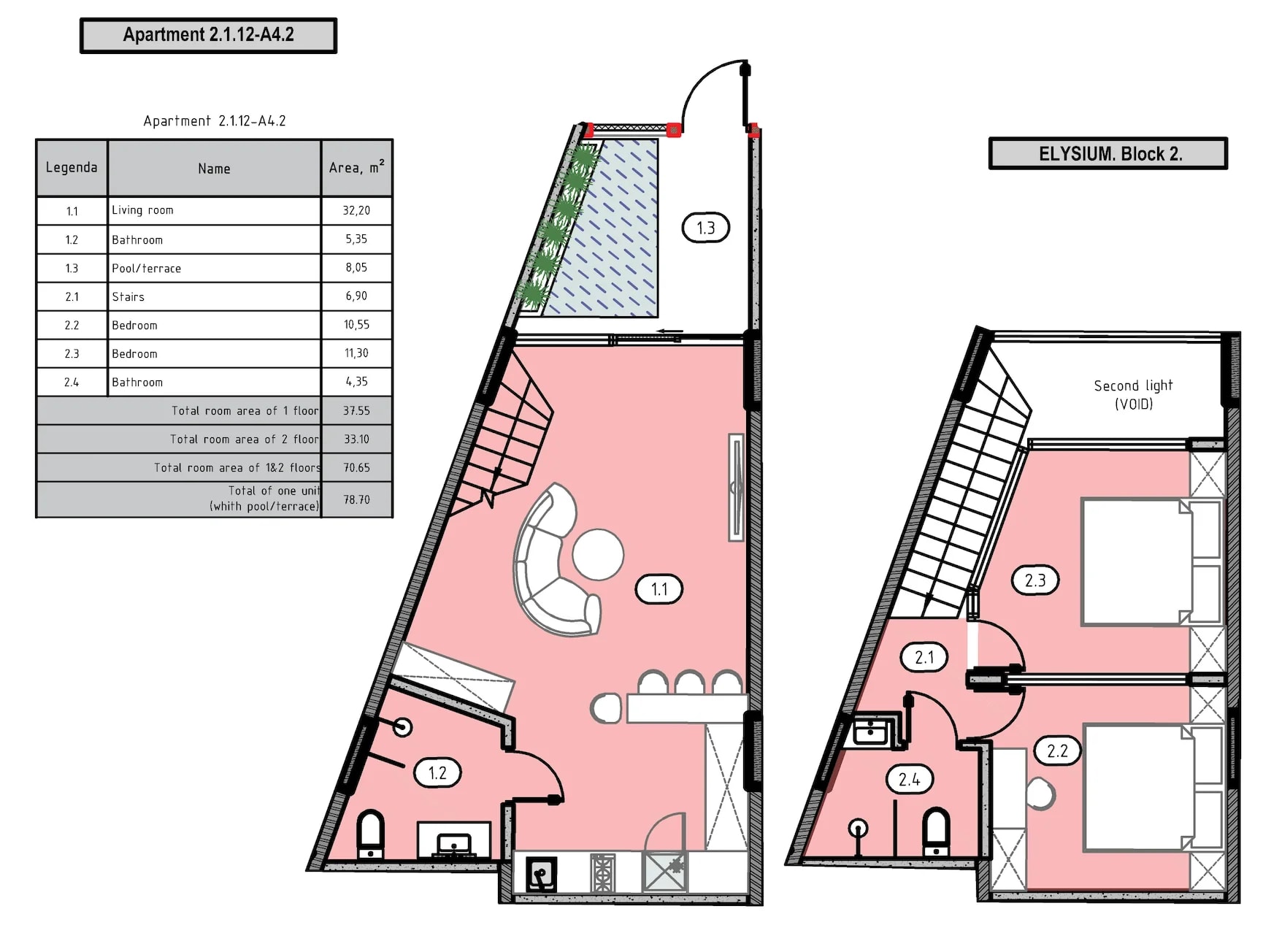 Elysium Eco City 78 m2 (type A4.1) floor 2 plan