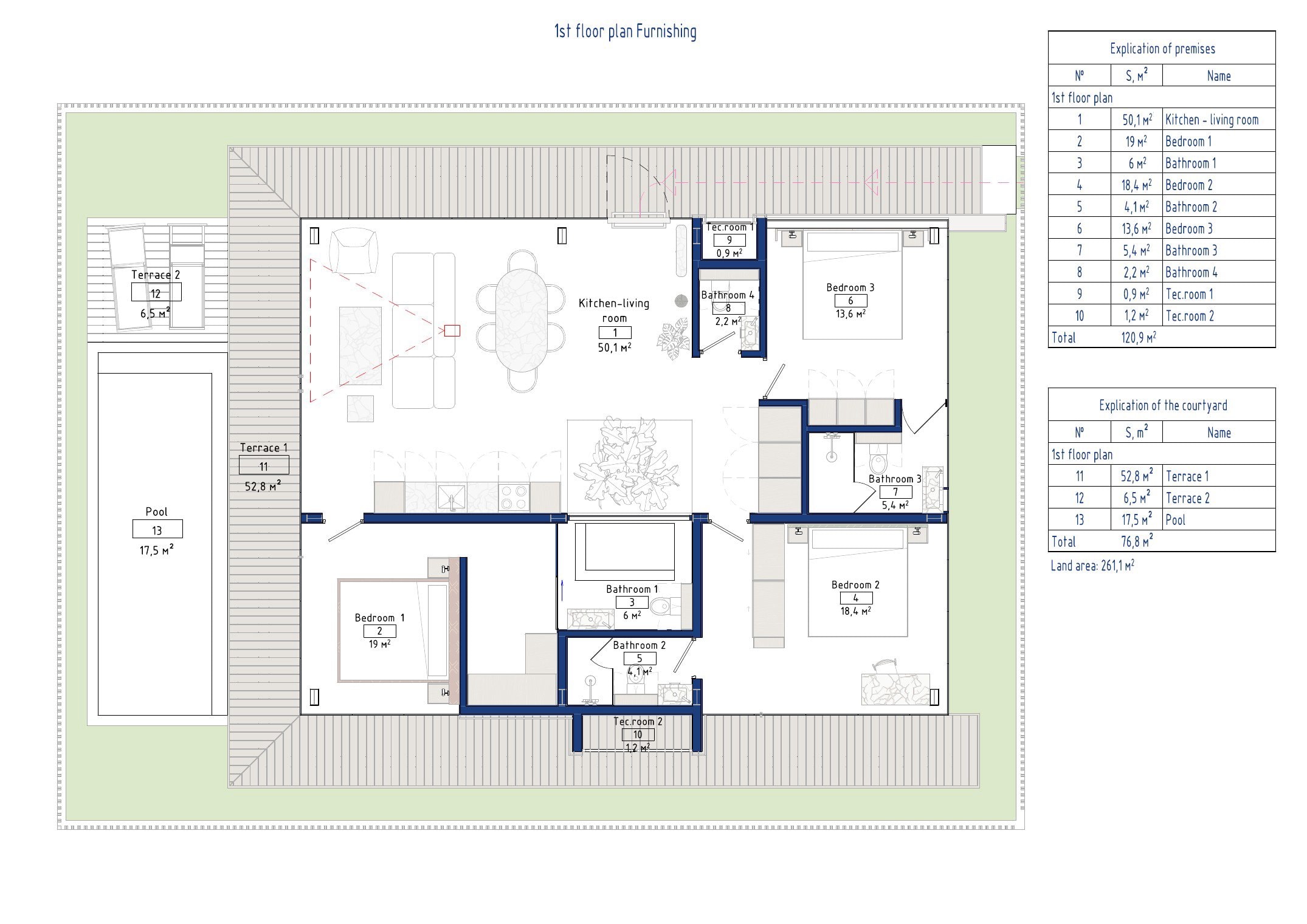 Aravita Residence Вилла с 3 спальнями: план этажа 1