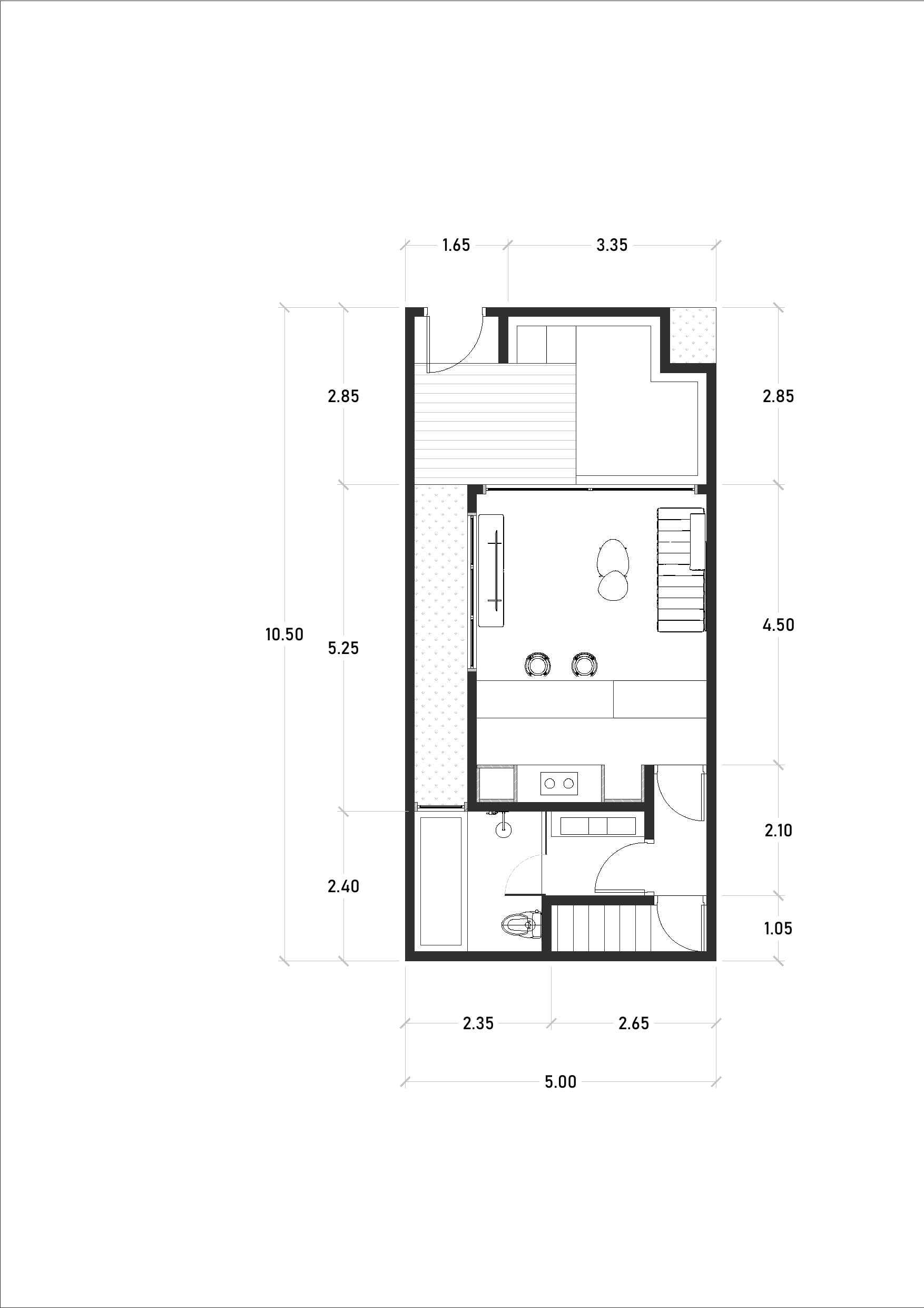 Berawa Private Suite Вилла с 1 спальней — 65 м²: план этажа 1