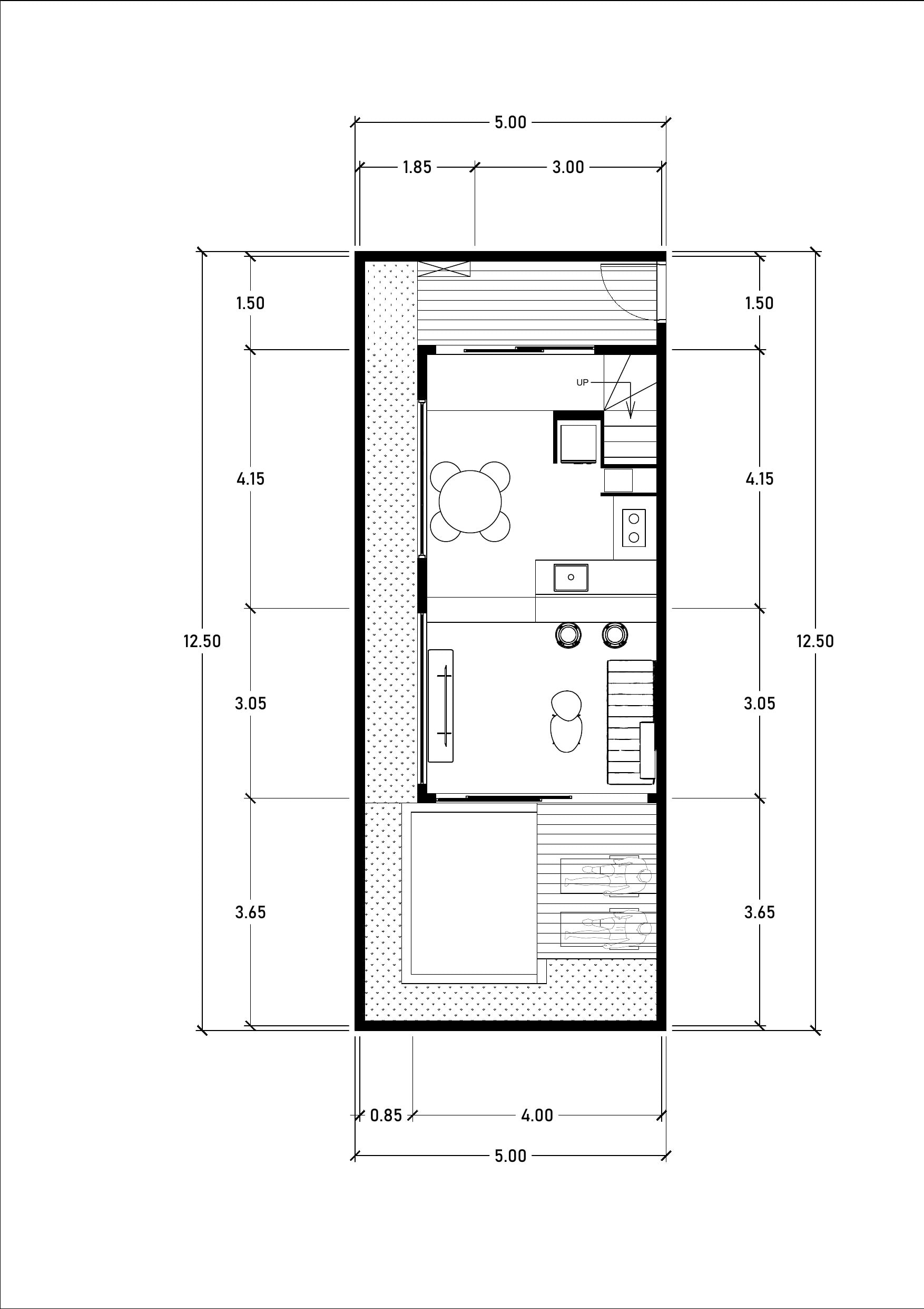 Berawa Private Suite Вилла с 2 спальнями — 80 м²: план этажа 1