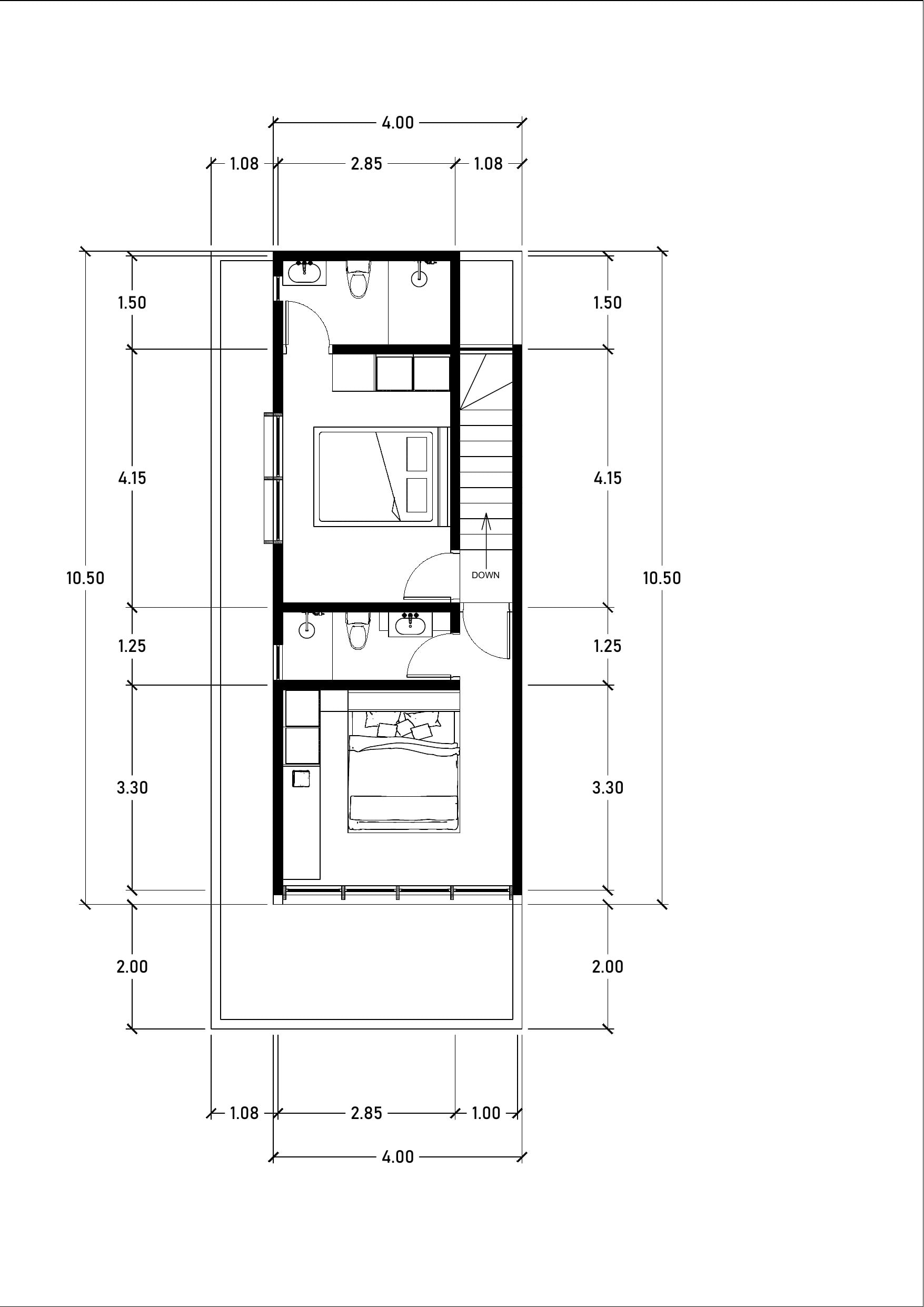Berawa Private Suite Вилла с 2 спальнями — 80 м²: план этажа 2