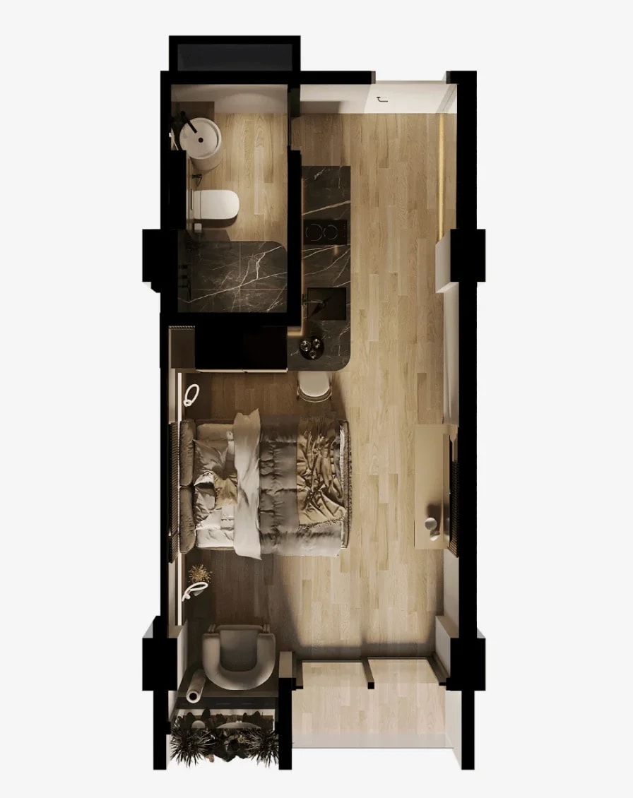Elysium Eco City 28 кв м океан floor 1 plan