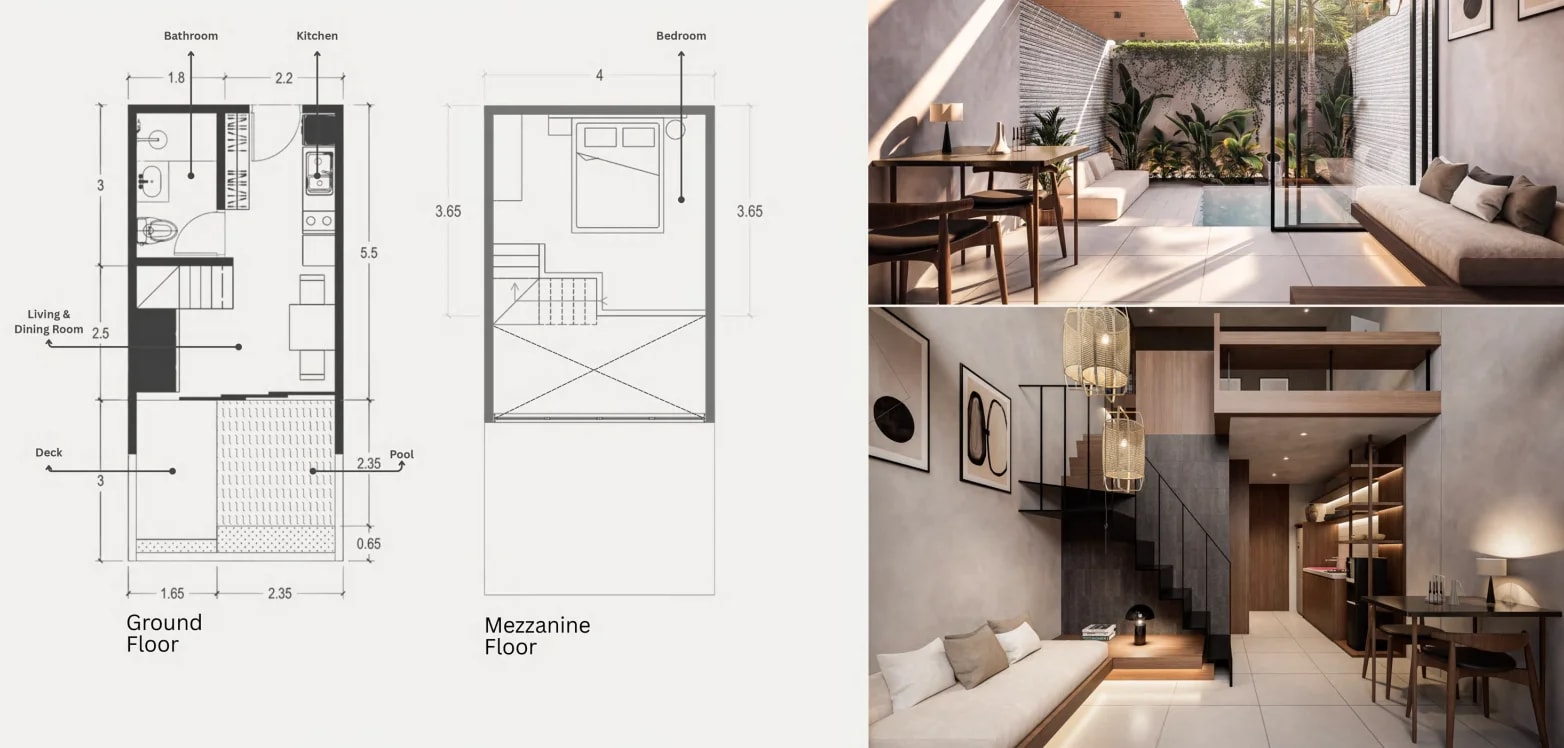 Umalas Private Suite 1 Bedroom floor 1 plan
