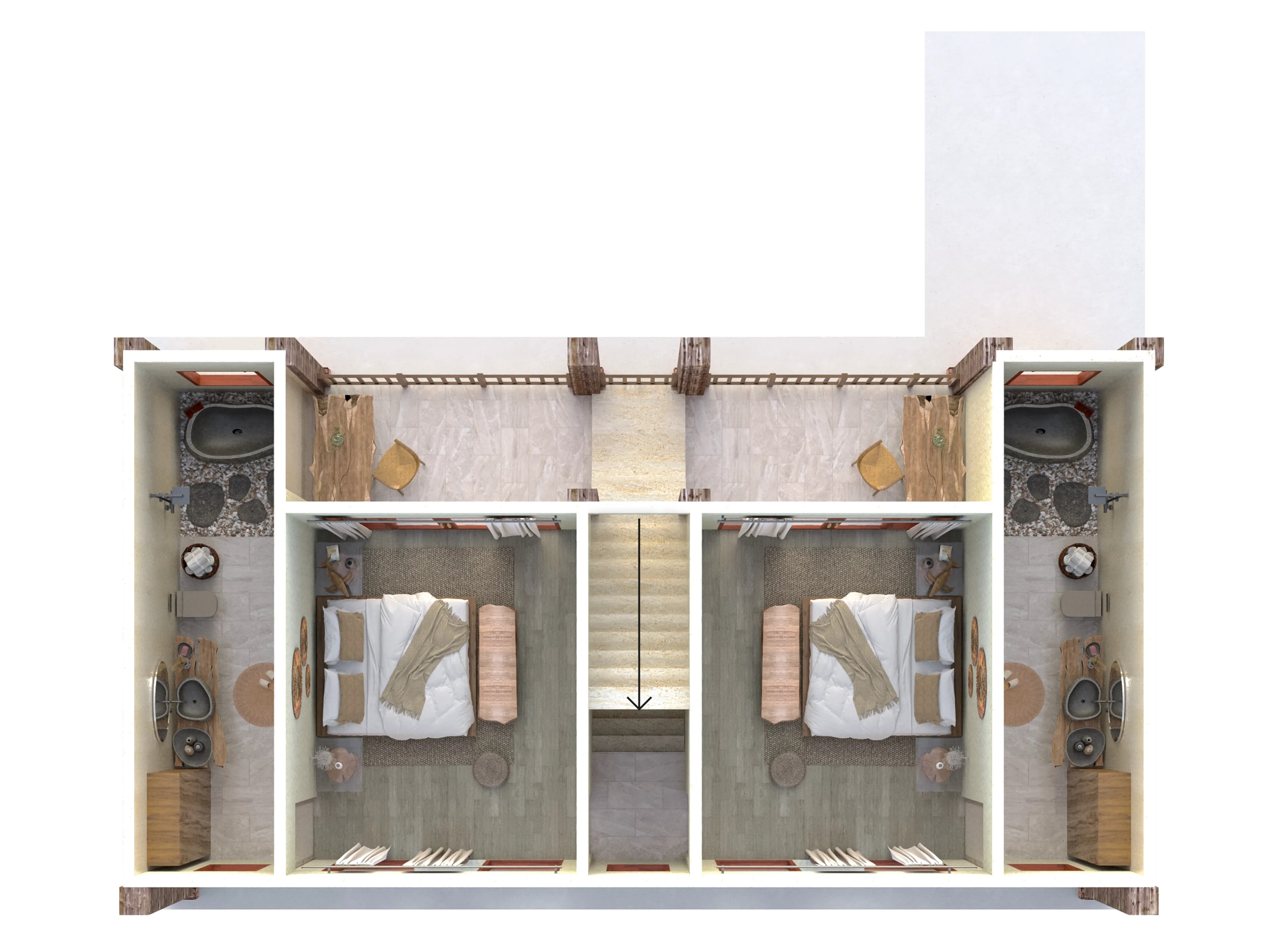 ElForest villas 3 bedroom rooftop villa floor 2 plan