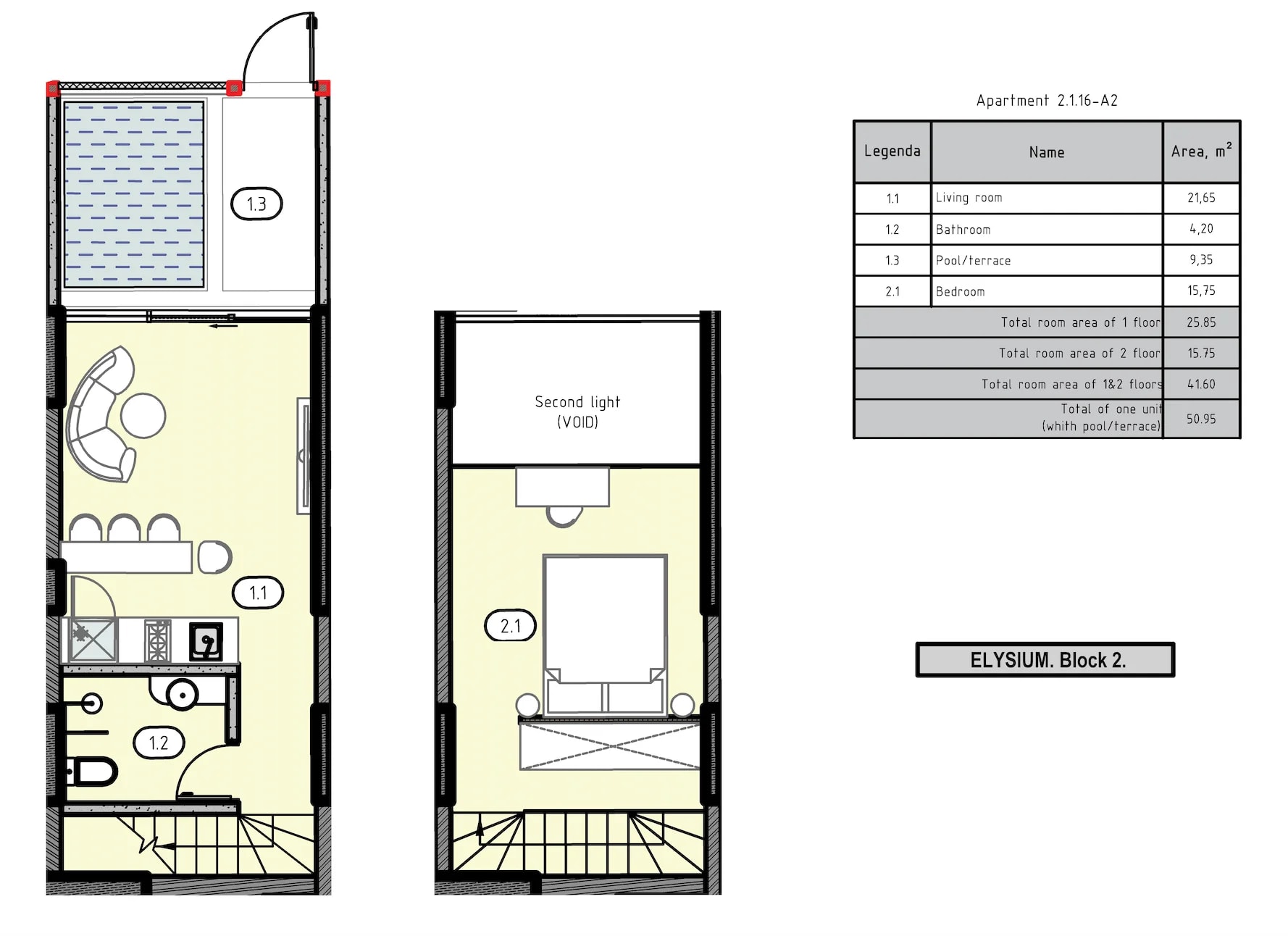 Elysium Eco City 50 m2 (type A1) floor 2 plan