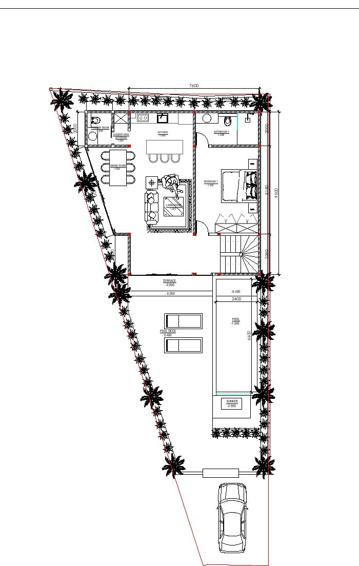 Aquamarine III Вилла с 3 спальнями · 309,09 м²: план этажа 1