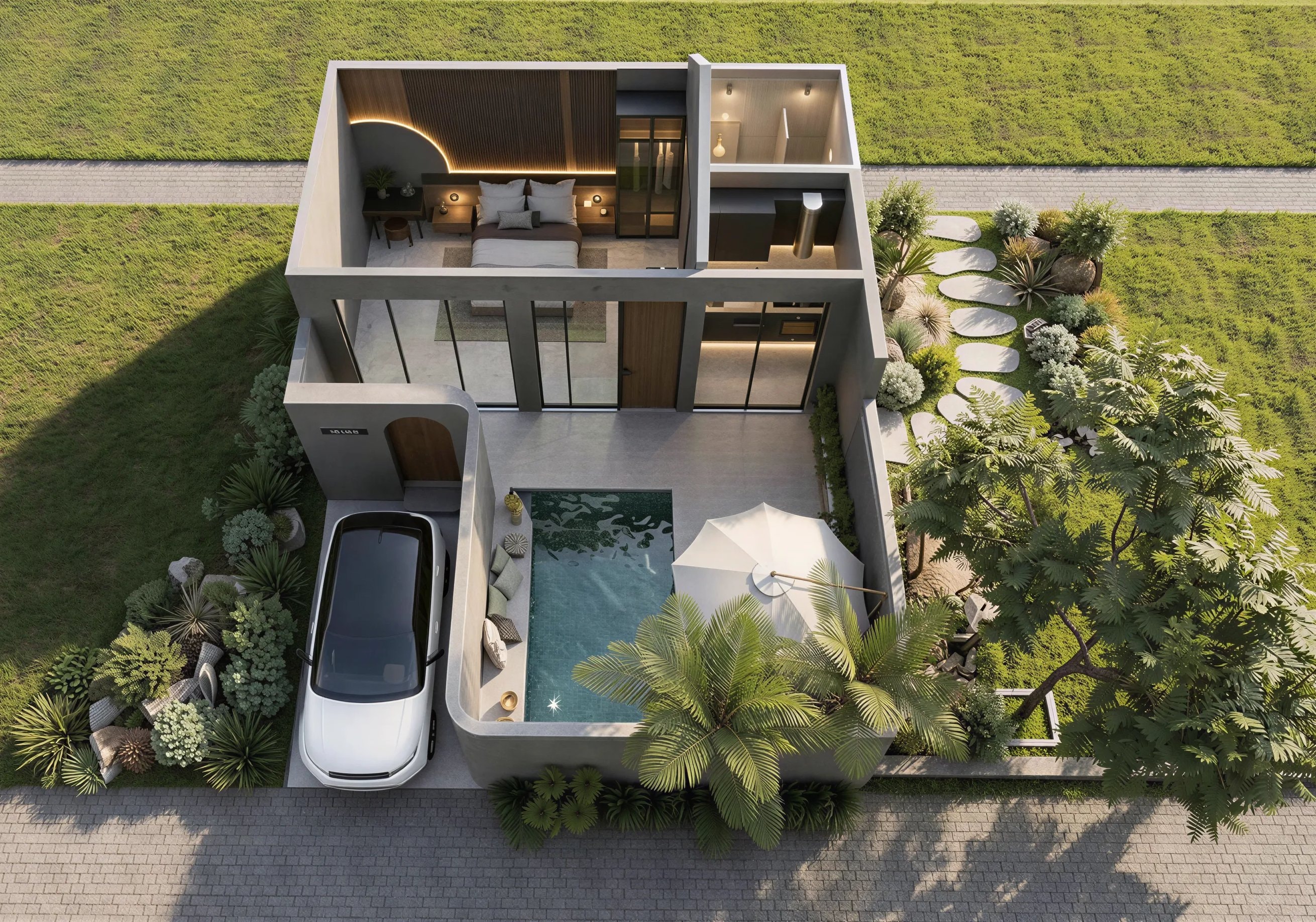 Kerobokan Residence Villa 1 · 1 Bedroom · 77 m² total floor 1 plan