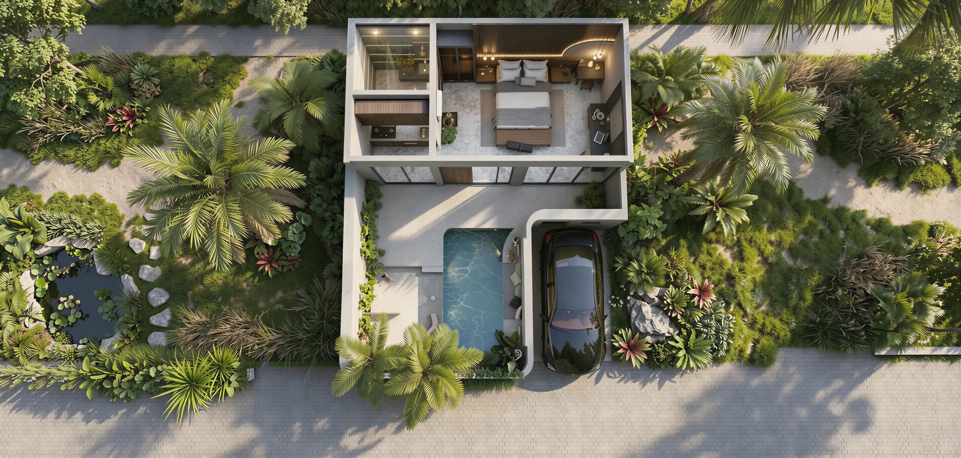 Kerobokan Residence Вилла 2 · 1 спальня · общая площадь 77 м²: план этажа 1