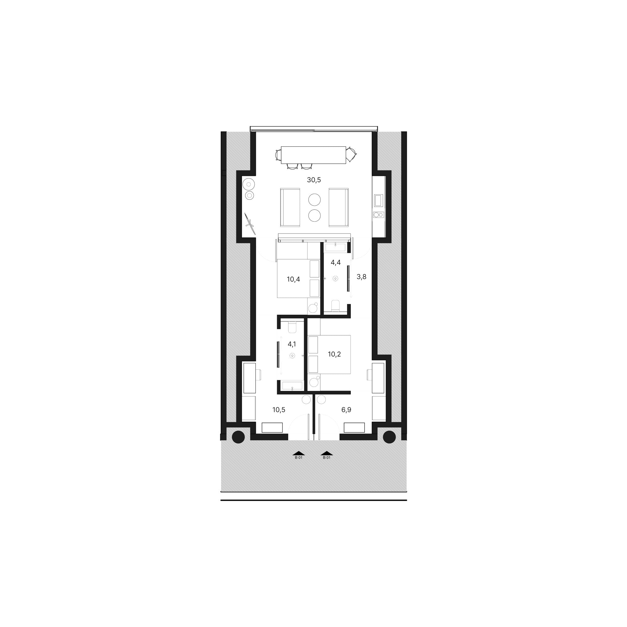 Lyvin Uluwatu Tower B · Single-level 1-bedroom floor 1 plan