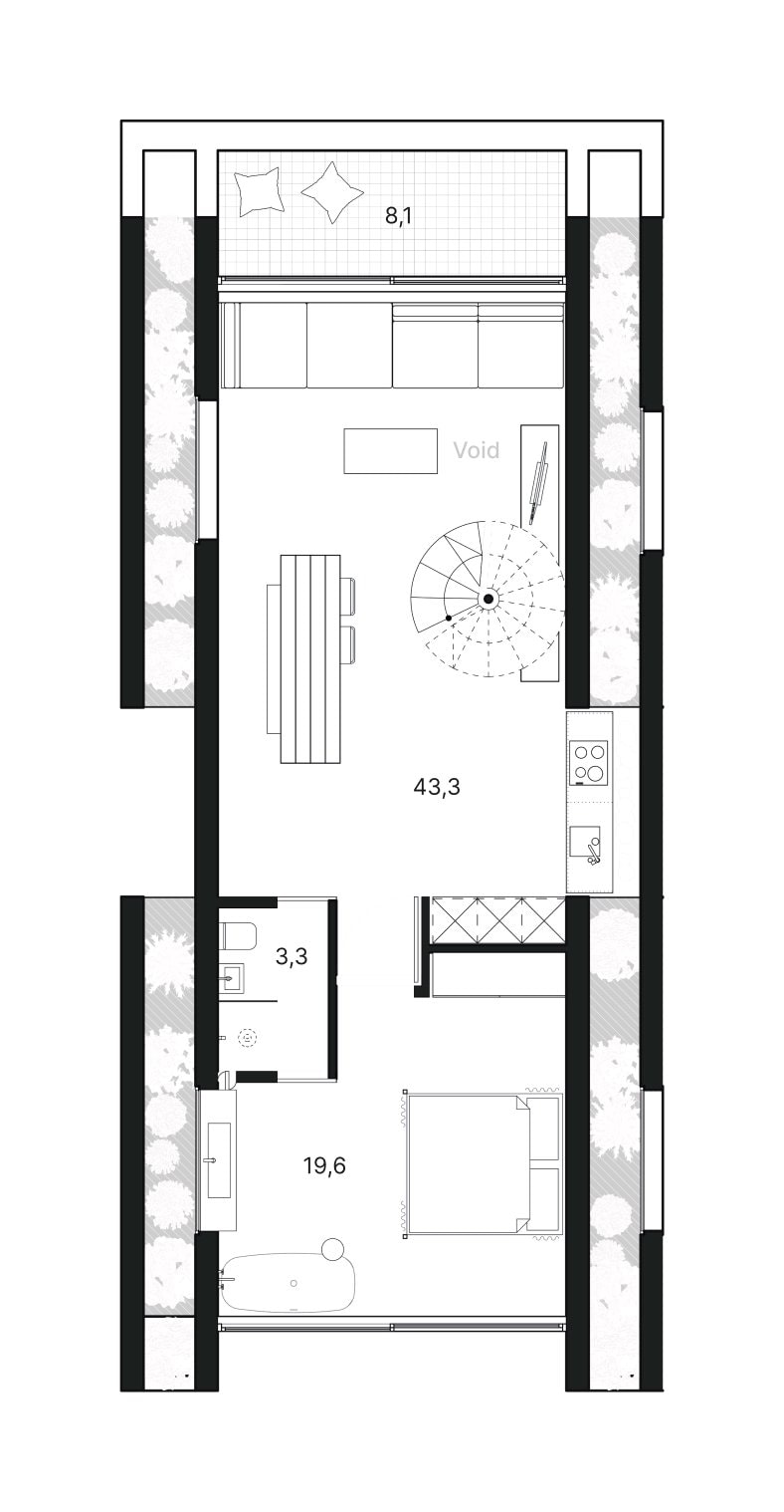 Lyvin Uluwatu Tower A · 1-bedroom, lower level floor 1 plan