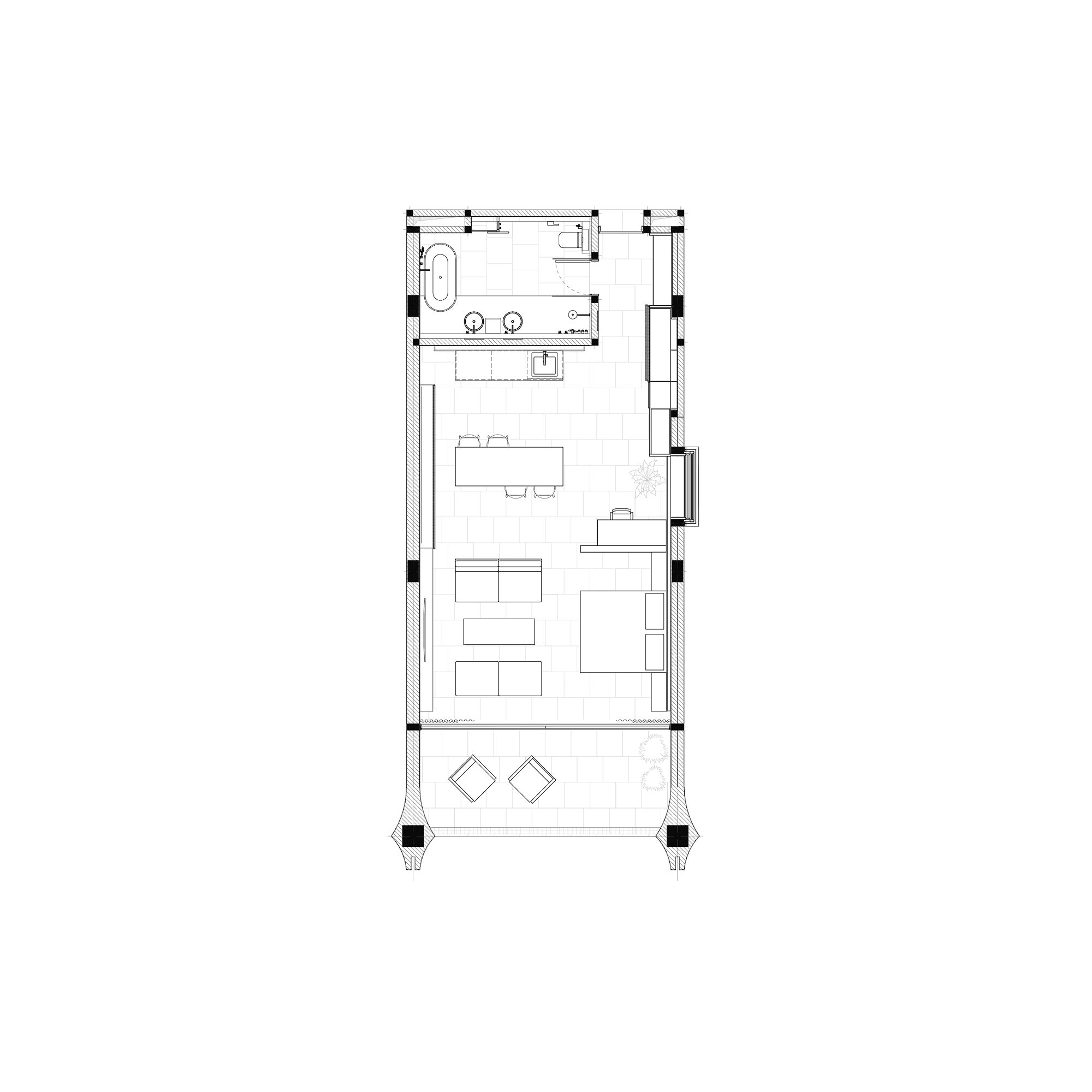Lyvin Melasti Apartments Type B (R) · 1 bedroom, corner floor 1 plan