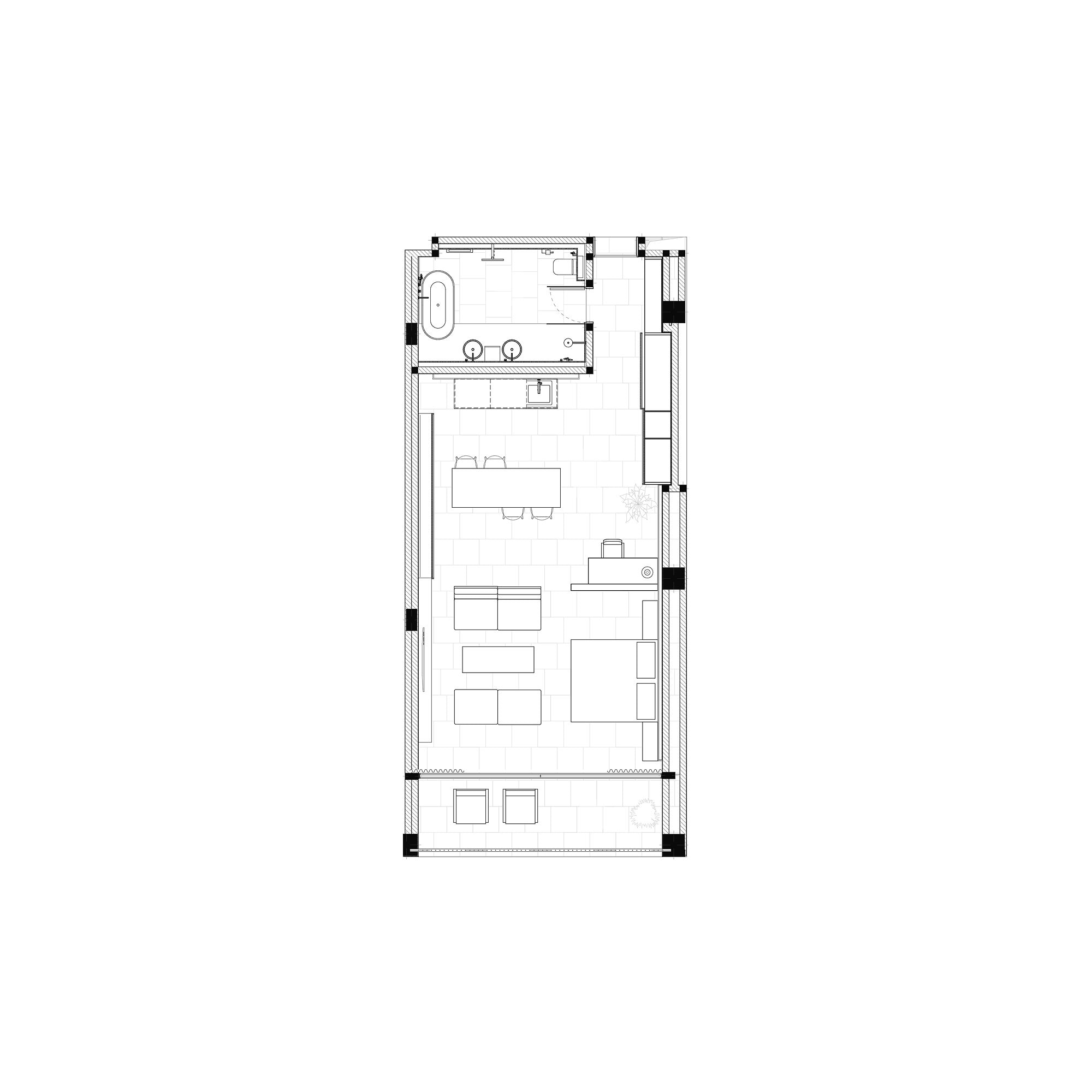 Lyvin Melasti Apartments Type B (lower level) · 1 bedroom floor 1 plan