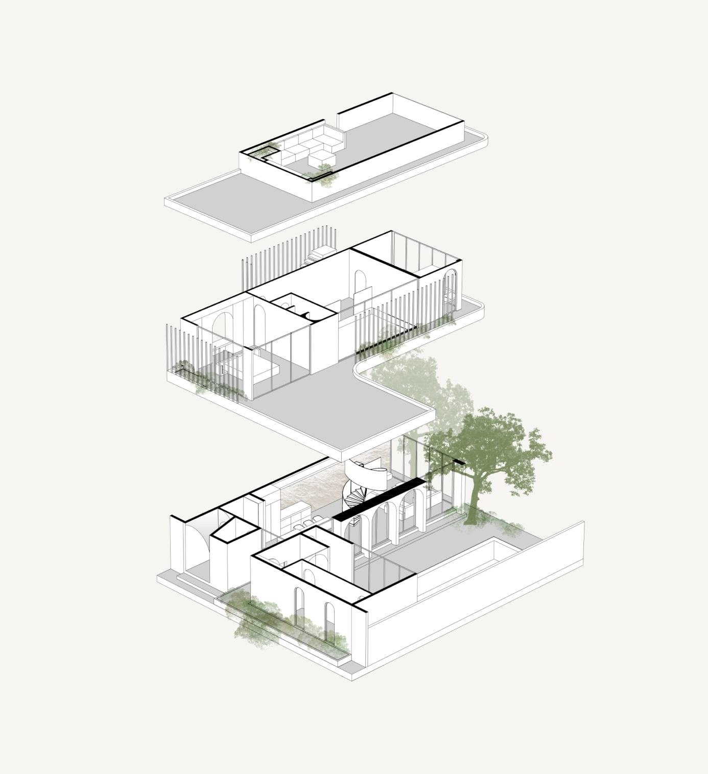 Lyvin Bingin Villas Two-storey villa B · 3 bedrooms floor 1 plan