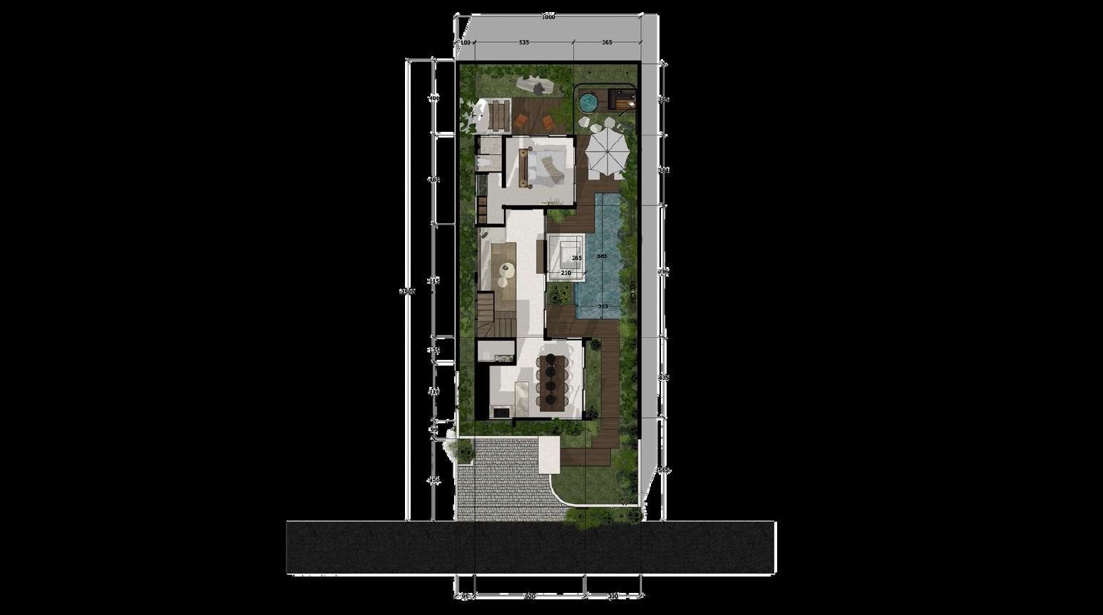 Umalas Reserve Вилла с 4 спальнями · 250 м²: план этажа 1