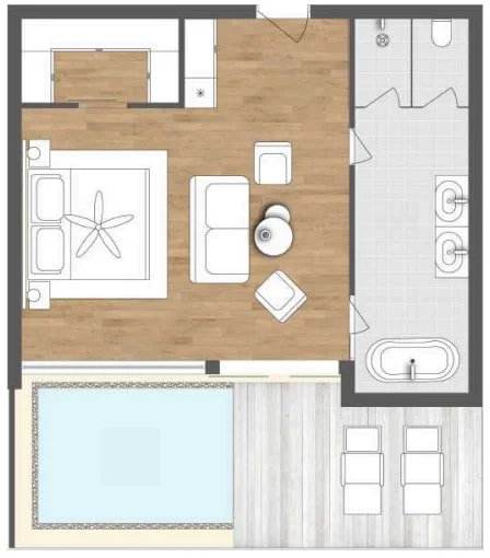 RADISSON RESORT MALDIVES Ocean Villa floor 1 plan