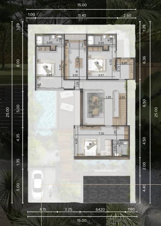 Umalas Reserve Вилла 5 спален: план этажа 2