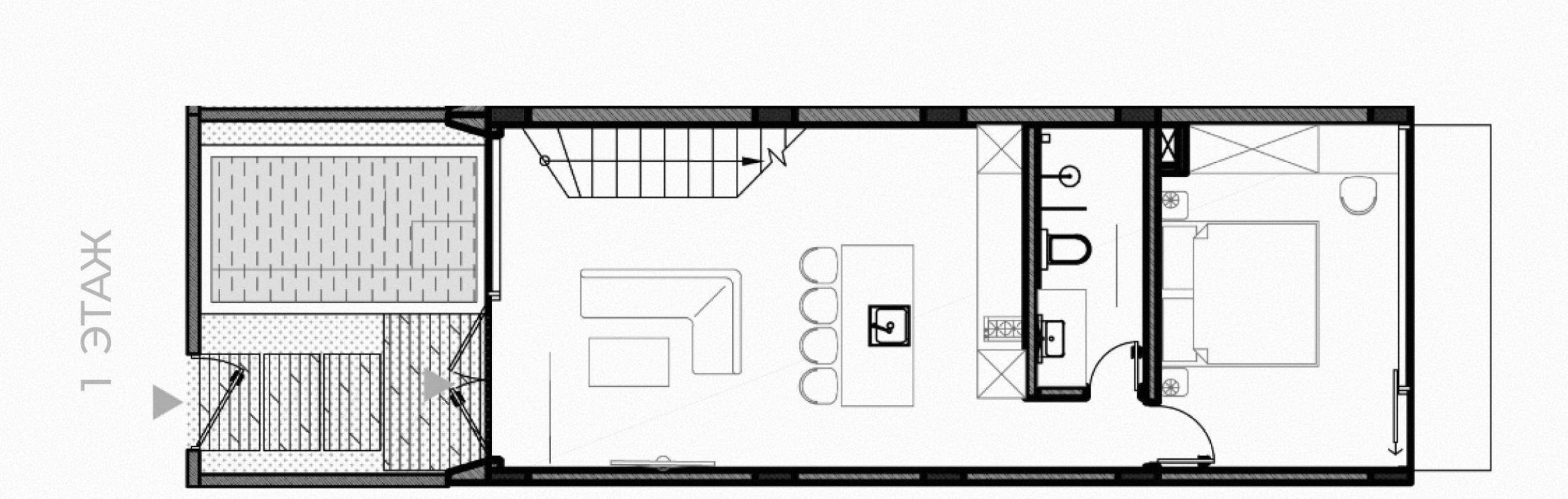 OASIS III Таунхаус с 2 спальнями — 112,55 м²: план этажа 1